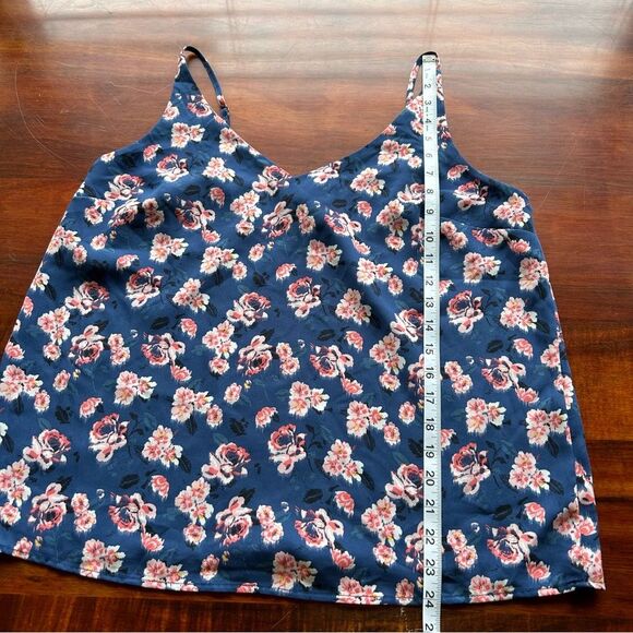 Banana Republic Floral Cami Tank Top Blue Pink Flowers Size Large - Picture 7 of 8